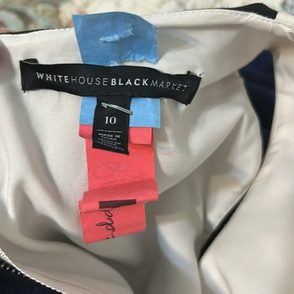 White House Black Market Black and Cream Sheath Midi Dress - Picture 6 of 6